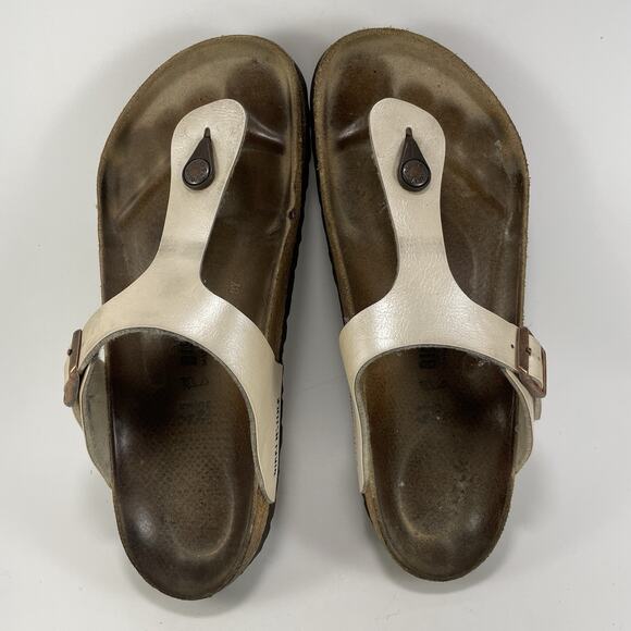 Birkenstock Gizeh Sandals Womens Size 41 Size 10-10.5 Beige Pearl Flip Flops - Picture 5 of 9